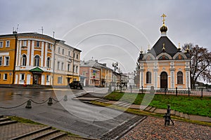 St. Nicholas Chapel on the Volga River embankment in Rybinsk old town