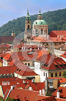 St Nicholas Church dome in Mala Strana, Prague, Czech Republic