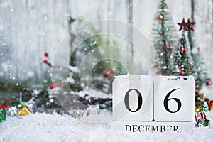 St Nicholas Day December 06 Calendar Blocks with Christmas Decorations
