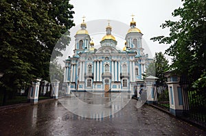 St. Nicholas Epiphany Naval Cathedral built in the architectural style of Russian Baroque in 1753, Russia