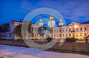 St. Nicholas Naval Cathedral in St. Petersburg and the Griboyedov Canal