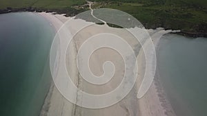 St Ninian`s Beach , Shetland, Scotland.4K Aerial drone video