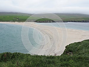 St Ninians beach, a tombolo in the Shetland Islands