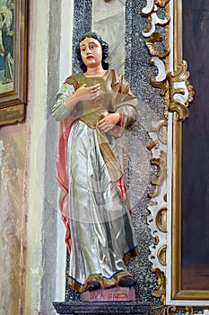 St. Notburga statue on the altar of St. Anthony the Hermit at the Church of the Visitation in Gornji Draganec, Croatia