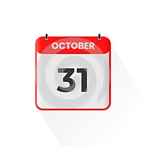 31st October calendar icon. October 31 calendar Date Month icon vector illustrator
