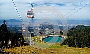 The view above the artificial lake on Postavaru mountain