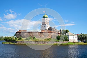 The st. Olaf`s Tower in the old Vyborg castle, sunny day. Russia