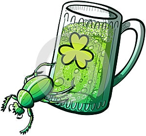 St Paddys Day Beetle pushing a glass of beer