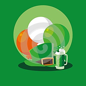 St patrick day with balloons helium and beer in jar