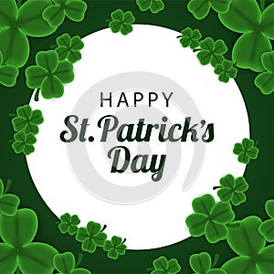 St patrick day banner template with illustration of shamrock clover leaves