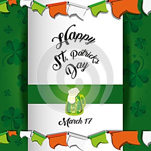 St patrick day card with beer jar
