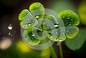 st patrick day clover with water drops. Earth Day