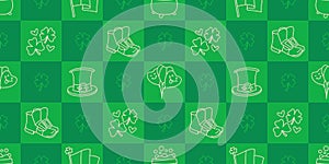 St Patrick day doodle style hand-drawn seamless pattern