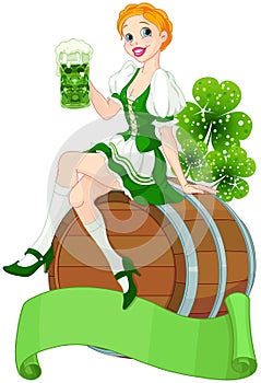 St. Patrick Day girl on the keg