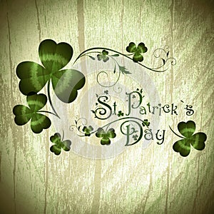 St.Patrick day greeting with shamrocks photo