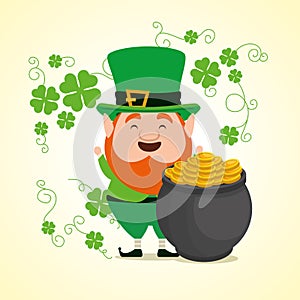 St patrick with hat and beard with couldron