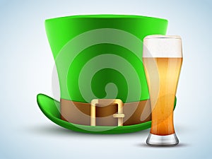 St Patrick hat with beer glass.