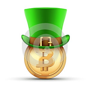 St Patrick hat with bitcoin gold coin photo