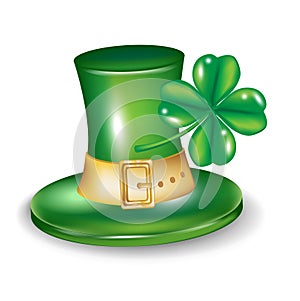 St patrick hat with four leaf clover