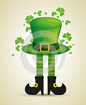 St patrick legs with boots and hat with clovers