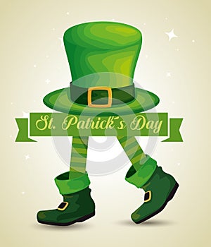 St patrick legs with boots and hat with ribbon