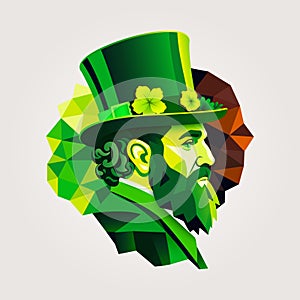 St. Patrick man. bearded man with hat graphic illustration