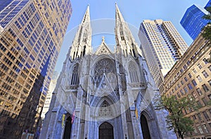 St. Patrick`s Cathedral exterior view in New York