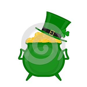 St Patrick`s cauldron with gold and green hat