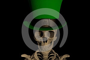 St.Patrick \'s Day. 3D Skeleton in a green hat