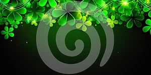 St. Patrick\'s Day abstract green background with shamrock leaves.