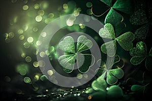 St. patrick\'s day abstract green clover background. Generative Ai