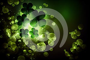 St. patrick\'s day abstract green clover background. Generative Ai