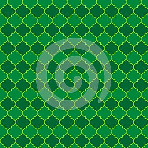 St. Patrick s day arabesque seamless pattern. Green tile background. Saint Patricks backdrop. Vector template for fabric, textile