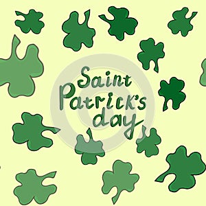 St. Patrick`s Day background in green colors. Seamless pattern