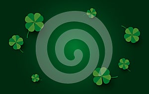 St patrick`s day banner design of clover leaves on green background vector illustration