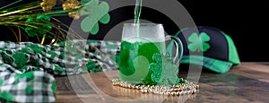 St. Patrick`s Day banner with green beer