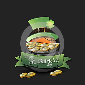 St. Patrick`s day. Basketball ball in pot with gold
