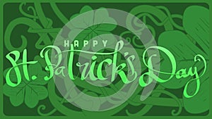 hand lettering st patricks day with green abstract cletic knot root vector illustration