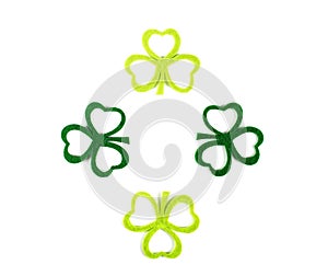 St.Patrick`s Day. Clover leaf and coin background
