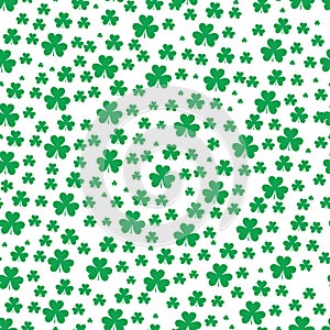 St Patrick s Day Clover seamless pattern. Vector illustration for lucky spring design with shamrock. Green clover isolated on