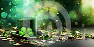 St Patrick's day concept - leprechaun hat with bokeh background