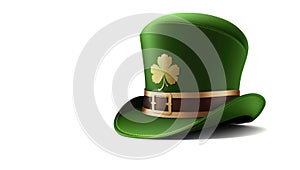 St. Patrick's day costume hat of a leprechaun. Irish green hat on a white background