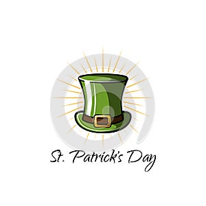 St Patrick s Day element. Green leprechaun hat. Vector illustration.