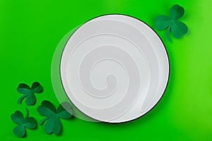 St. Patrick`s Day empty white plate mockup