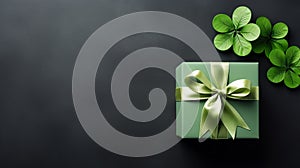St. Patrick\'s Day Gift Decoration With Green Shamrock Leaves