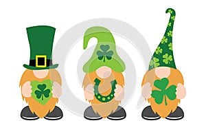 St. Patrick`s Day Gnomes with shamrock & horseshoe photo