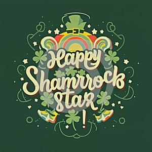 St. Patrick's day on green with clover leaves