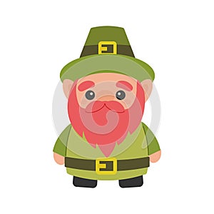 St patrick's day, green gnome, leprechaun with hat . vector illustration on white background for postcard, t-shirt