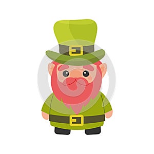 St patrick's day, green gnome, leprechaun with hat . vector illustration on white background for postcard, t-shirt