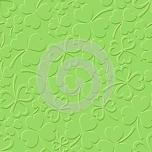 St. Patrick's day green seamless pattern with shamrock. Vector illustration.